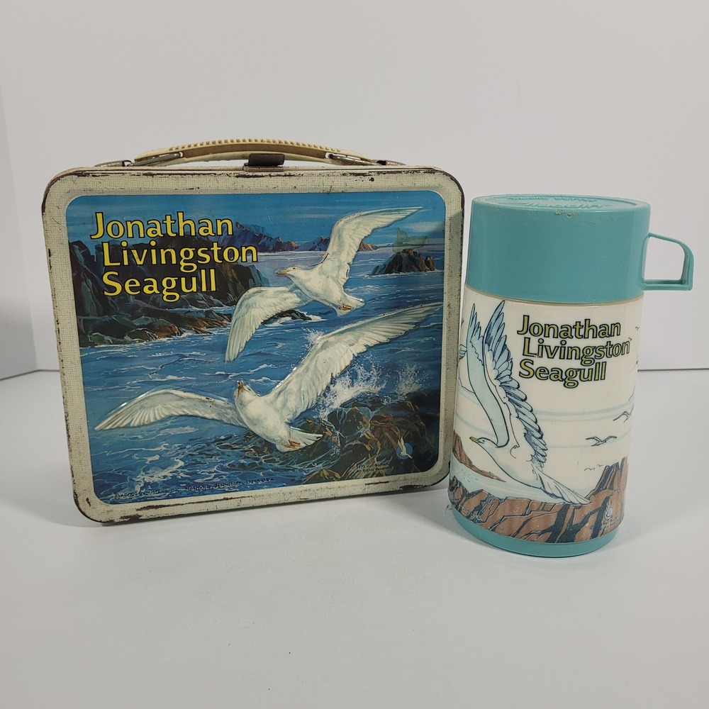Vintage 1973 Jonathan Livingston Seagull Metal Lunch Box with Thermos Aladdin